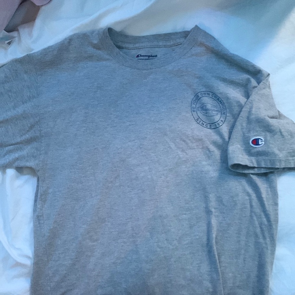 grey champion shirt !